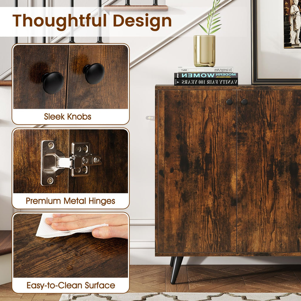 Sideboard Buffet Cabinet, 50'' Accent Kitchen Storage Cabinet with 4-Door & 5-Position Adjustable Shelves, Modern