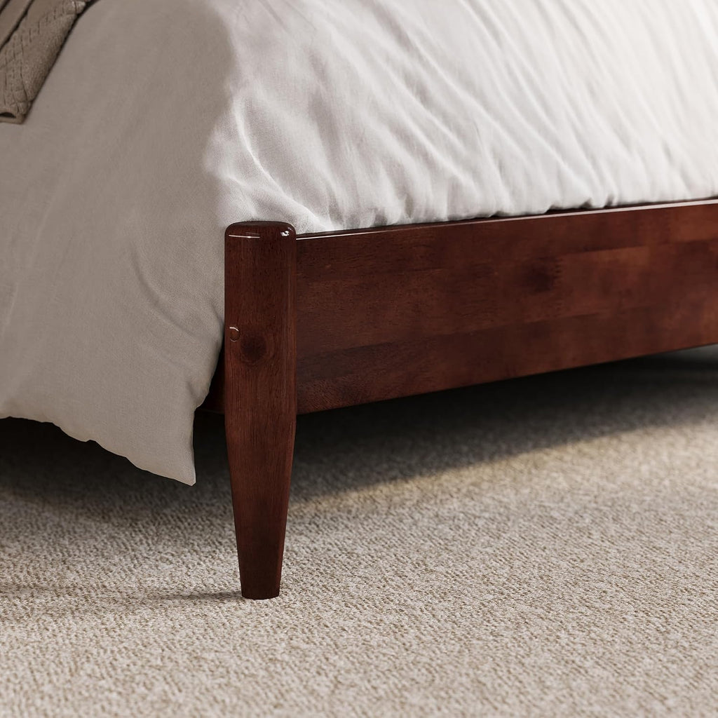 Charlotte King Solid Wood Low Profile Platform Bed, Walnut