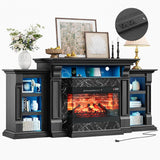 LED Electric Fireplace TV Stand with Outlet, 72'' Fireplace Mantel for TVs up to 80''