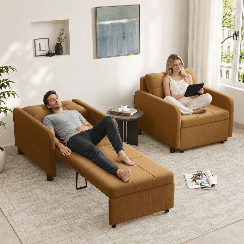 Deep Seat Sleeper Chair Bed, Zero Wall Clearance