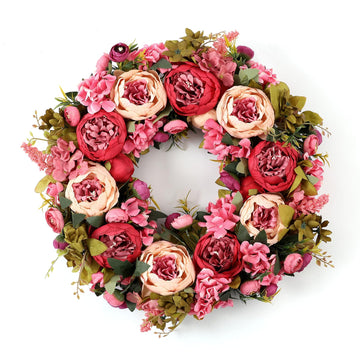 19 Inch Silk Peony Wreath