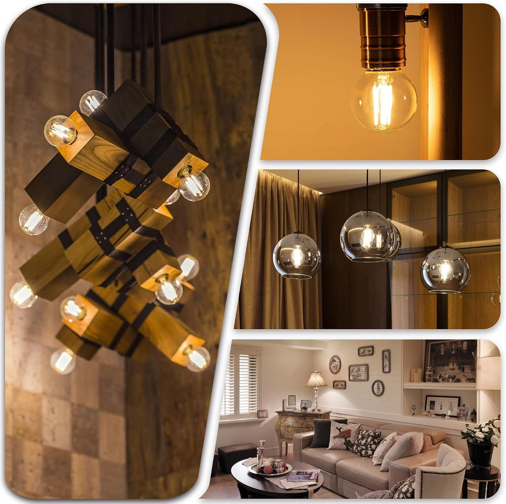 Dimmable E26 LED Light Bulbs 40 Watt,G16.5 4 Watt Small Edison Globe Bulb,2700k Warm White Filament Vintage Light