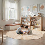 Round Rugs 8ft Washable Moroccan Circle Rug for Living Room Non Slip Indoor Floor Carpet Foldable Ar