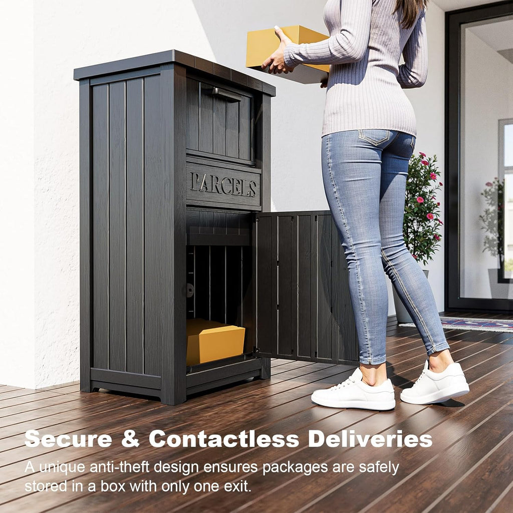 Package Delivery Box Box with Lockable Secure, Waterproof and Anti-Theft Storage (Black)