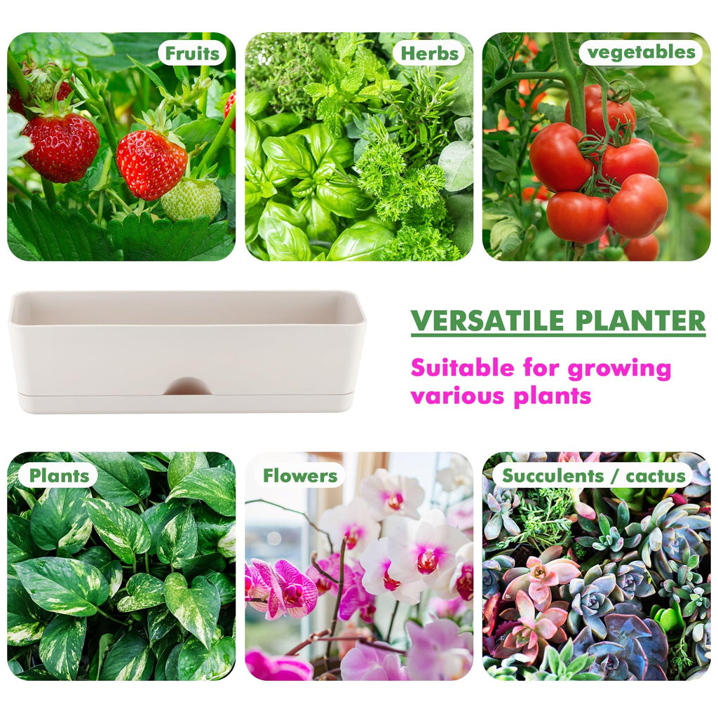2-Pack Flower Pots Large Window Boxes Planters 16 Inch Rectangle Plant Pot Rectangular Planters for Outdoor Indoor