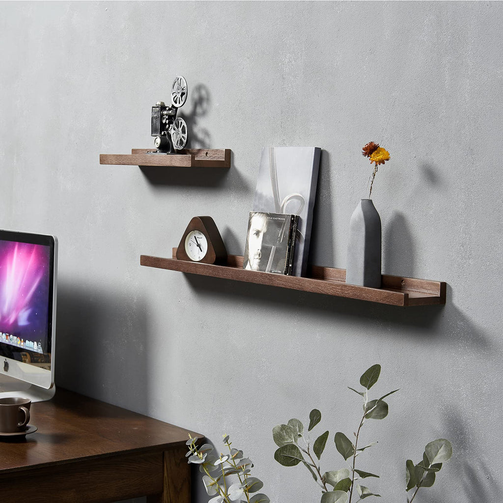 12x4-Inch Walnut Solid Oak Wood Floating Shelf for Wall Decor
