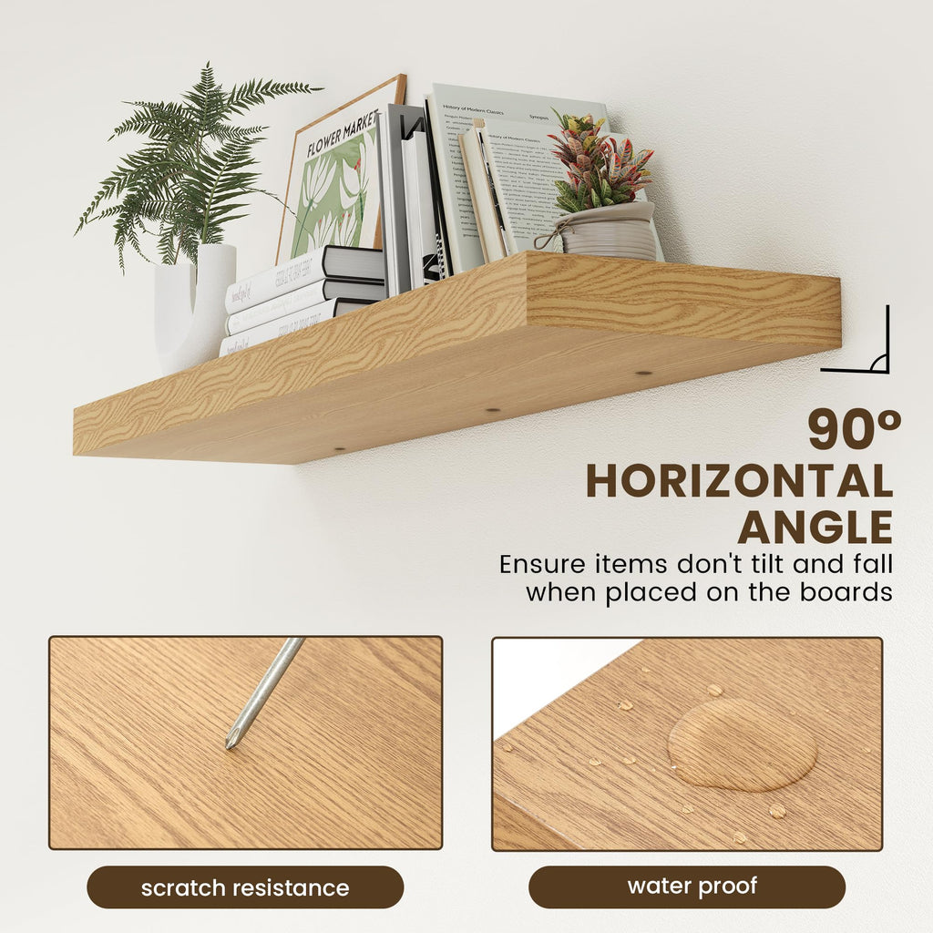48 Inch Floating Shelf, 12'' Deep Oak Shelves for Wall Set of 1