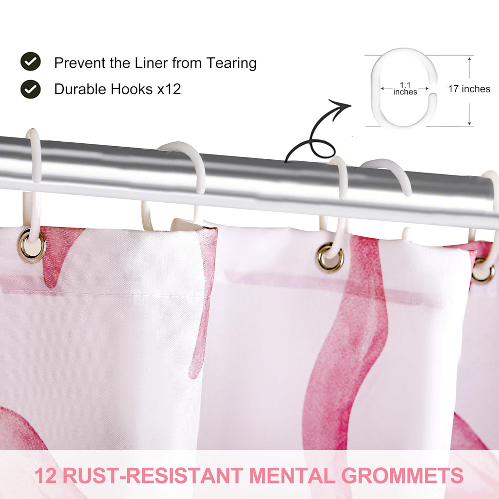 Girls Pink Bow with Scalloped for Preppy Bathroom Decor, Cute Ruffle Girly Shower Curtains, Coquettecute Chic Aesthetic