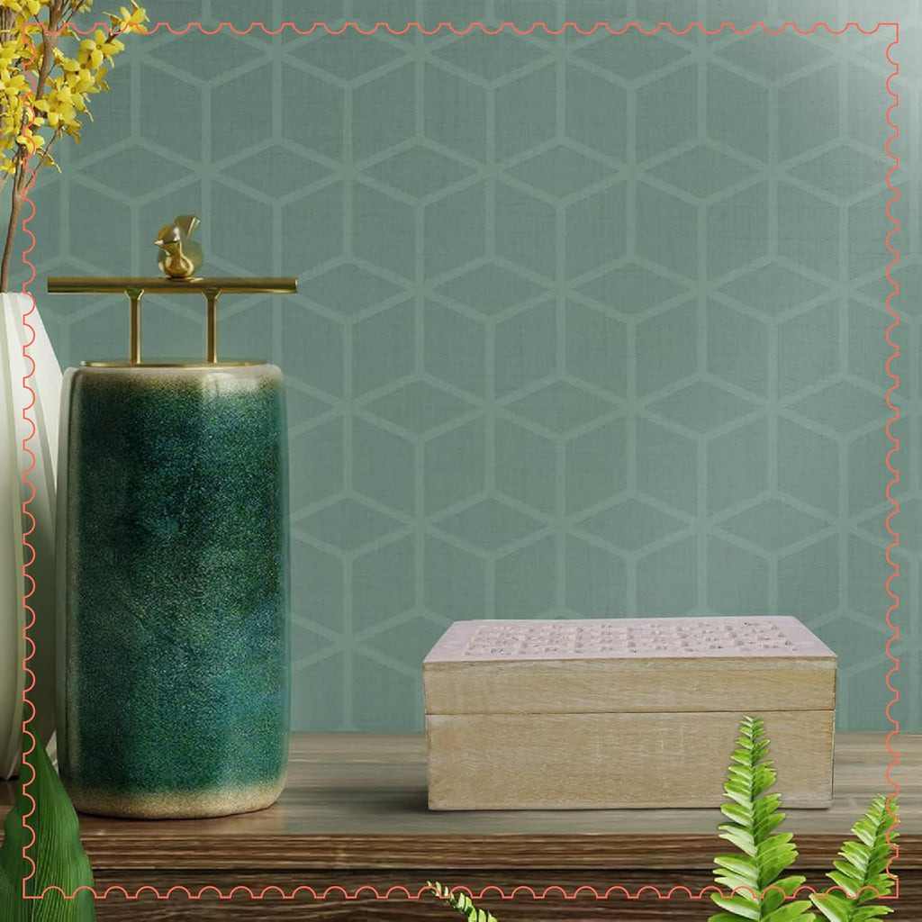 Trellis Mango Wood Storage Box - Whitewash, 9x6