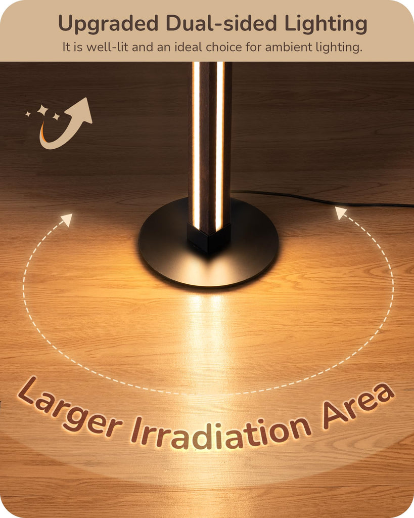 Wooden Corner Lamp with Remote, Dual Lighting, 7CCT & Dimmable