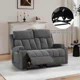 Manual Recliner Sofa Set, Fabric Home Theater Seating with Side Pockets and Cup Holders