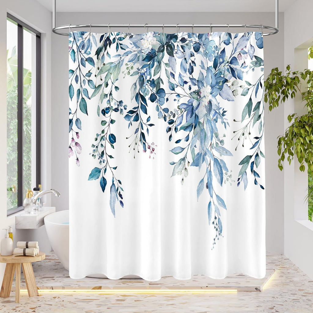 Extra Wide Blue Eucalyptus Shower Curtain 108 x 72 for Claw Foot Tub