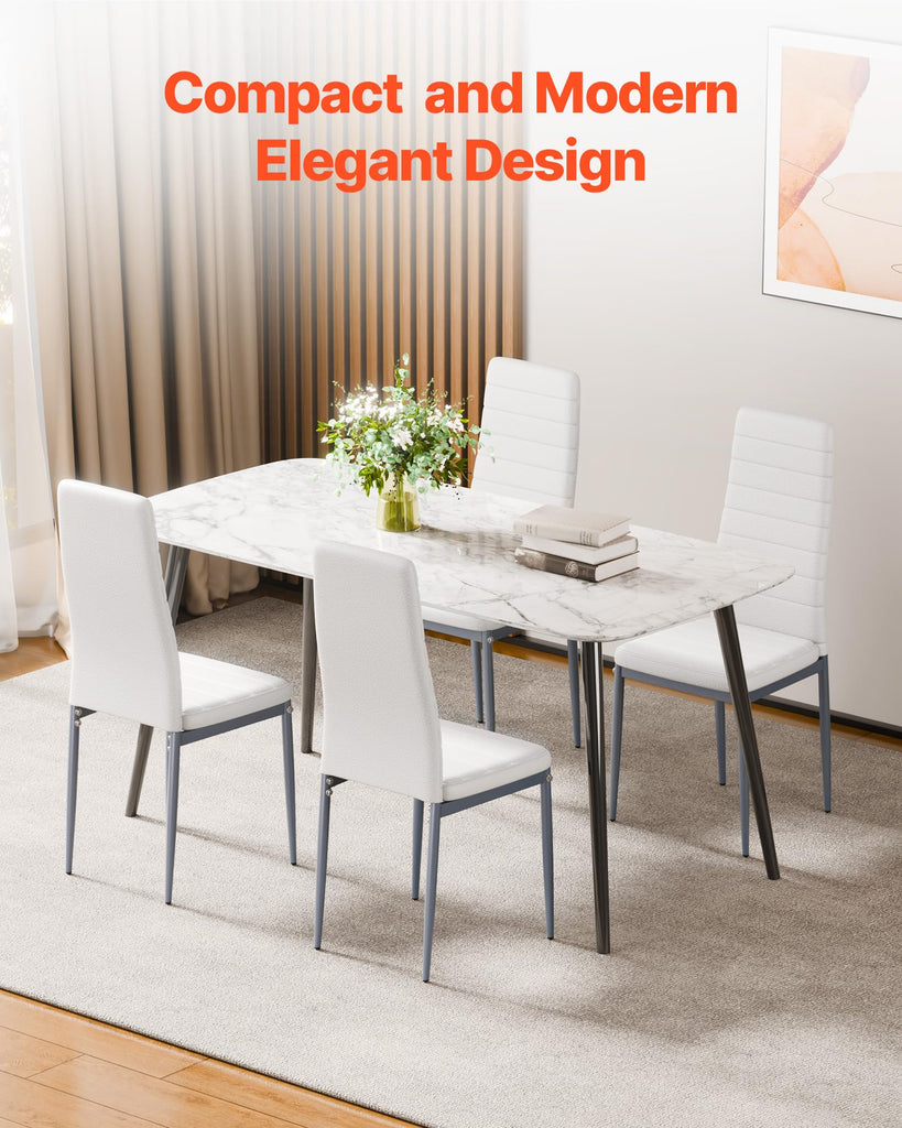 Modern Dining Room Accent Chairs Set of 4, Upholstered Leather Side Chair, Space-Saving Kitchen Chair with Thick