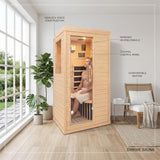 Far Infrared Sauna Room for Home Use - 1350W Natural Hemlock Indoor Personal Wooden Personal Dry Sauna with Rapid