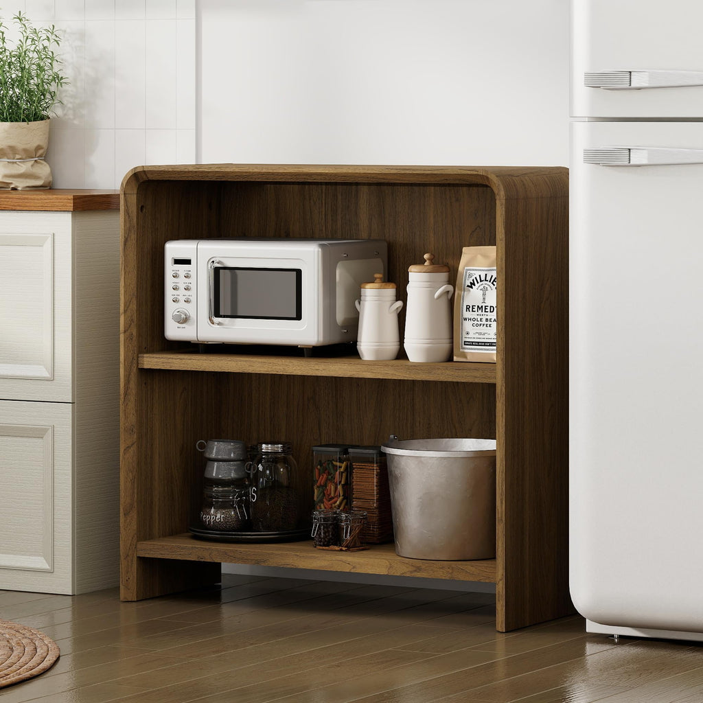 31" Bookcase Tall 2 Shelves Wood Bookshelf with Curved Soft Edges, Heavy Duty Modern Storage Cabinet for Professional