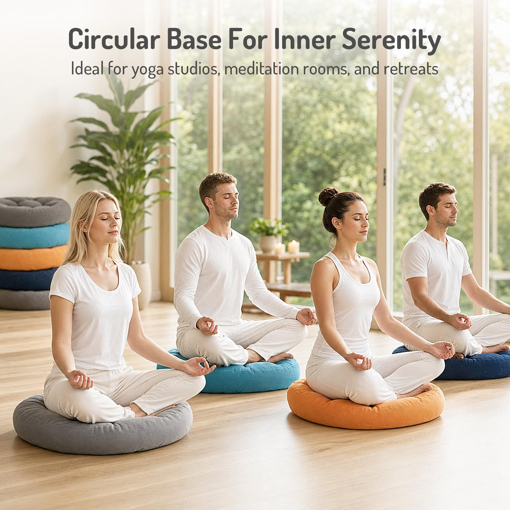 Round Meditation Cushion, Large Floor Pillow for Adults, 22 Inch Grey