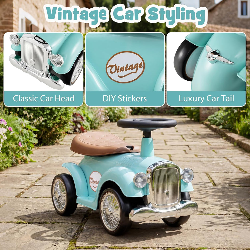 Ride On Push Car, Outdoor Toddler Riding Toys w/Steering Wheel, Horn & Storage, Foot-to-Floor Sliding Car, No