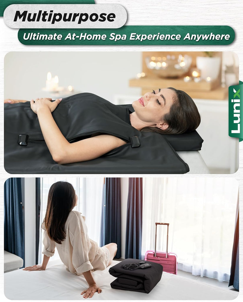 Lunix LX17 Infrared Sauna Blanket, Portable Sauna Bag for Relaxation, Detox & Stress Relief, Adjustable Heat 77