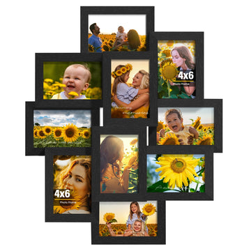 4x6 Collage Frame 10 Pack Glass Front Black Assembly Required