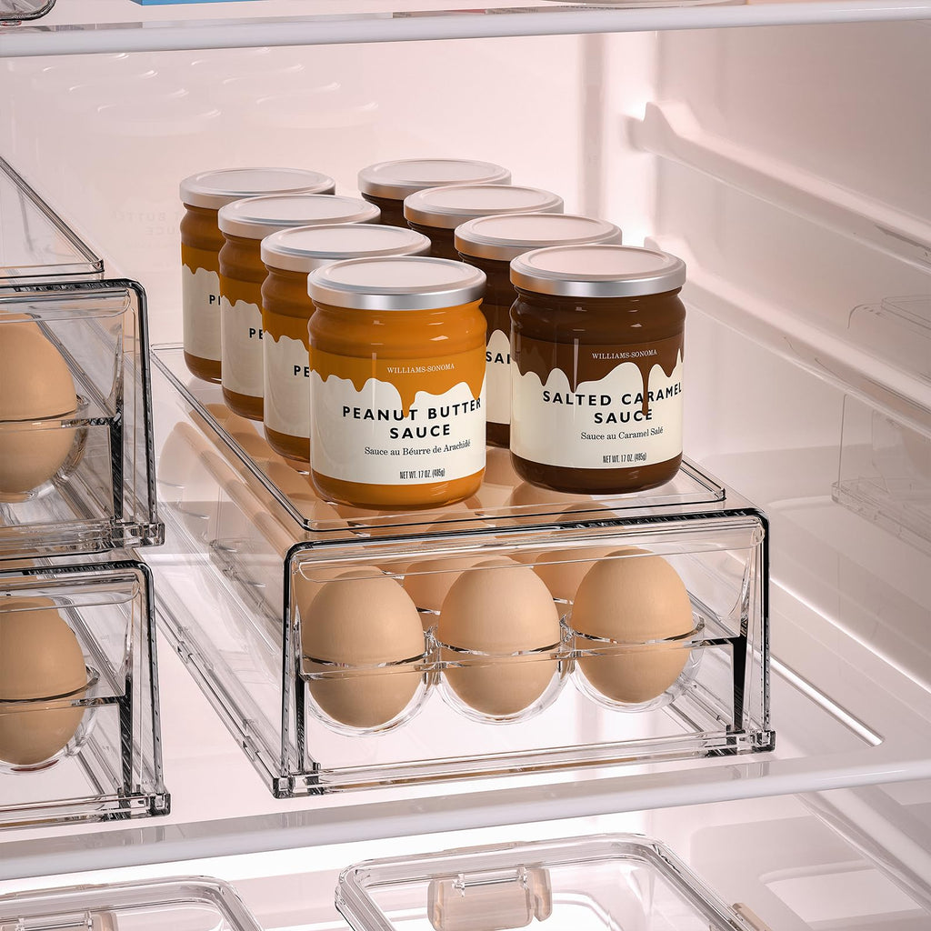 Egg Container for Refrigerator BPA Free Refrigerator Organizer Bins,Stackable Egg Holder for Refrigerator,18 Egg