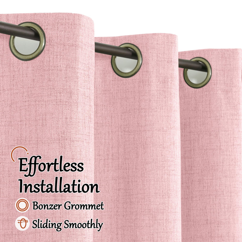 95 Inch Long Baby Pink Blackout Curtains - 2 Panels Each 52 Wide
