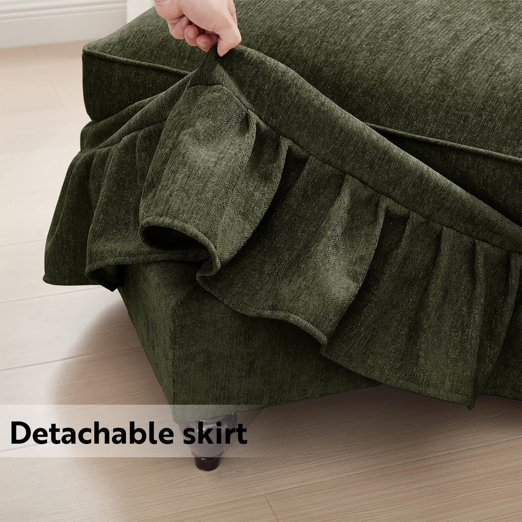 Modular Sectional Sofa Couch, Comfy Chenille Sofa with Removable Ruffled Skirt, Flared Armrests, Sturdy Legs