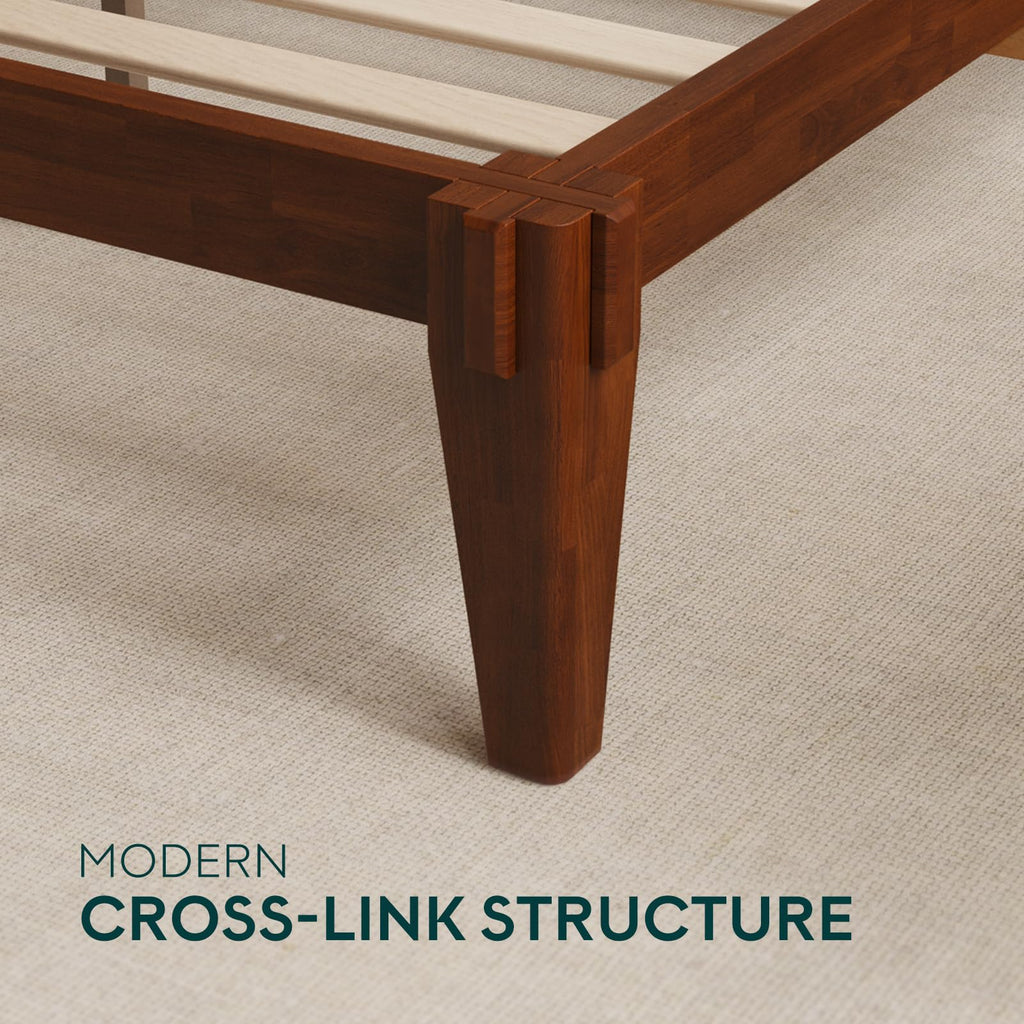 Chalipa 14" Solid Wood King Bedframe, Japanese Joinery, Walnut