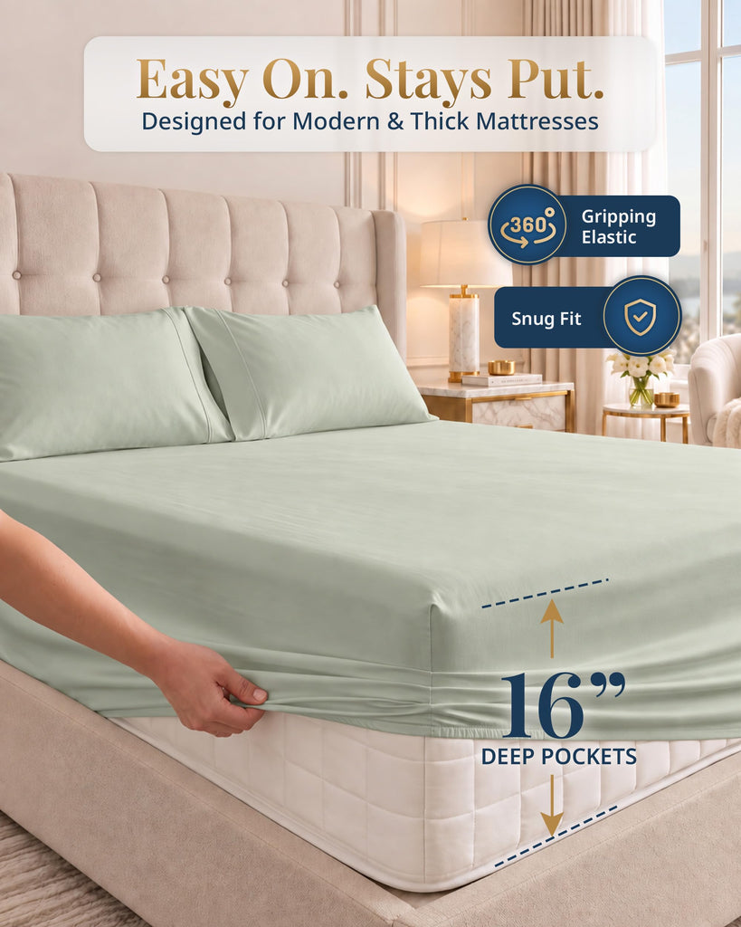 King Bed Sheets 1000 Thread Count 100% Egyptian Cotton - Mineral