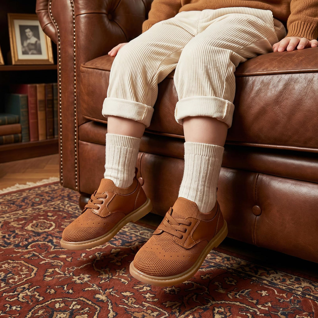 Wide Toddler Boys Dress Shoes Slip On Oxfords Sneakers Brown I4
