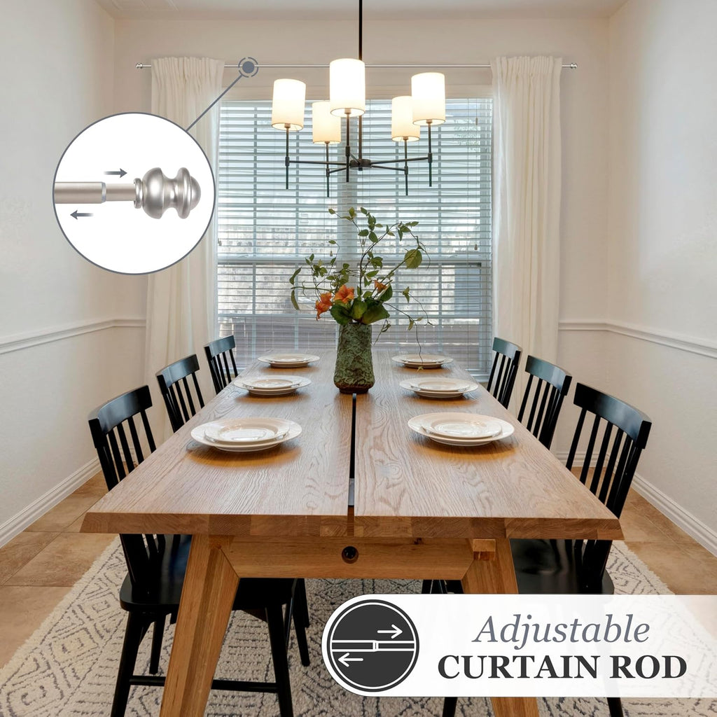 Kendall Standard Decorative Window Curtain Rod, KN71716, (71cm-122cm), 5/8" (15.8mm) diameter, Brushed Nickel