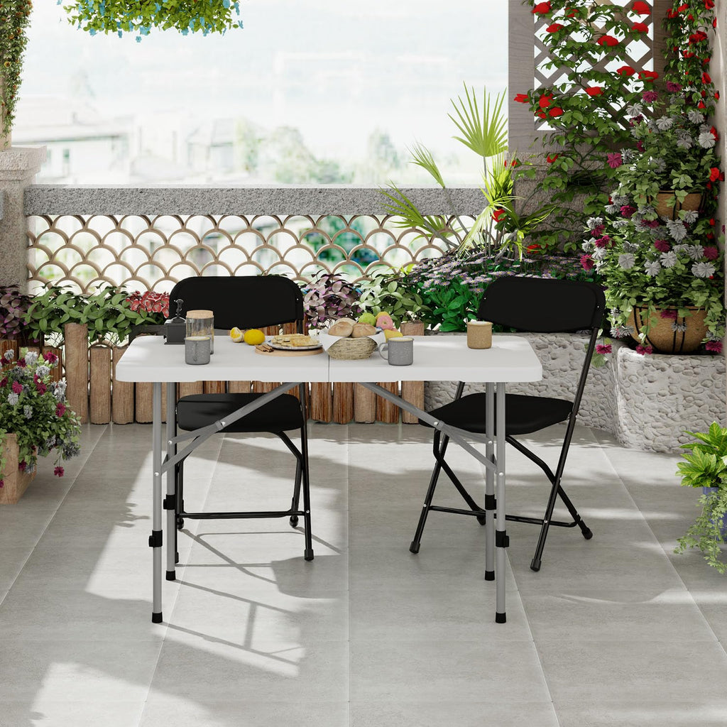 4ft Folding Table with Carry Handle, 48 Inch, White