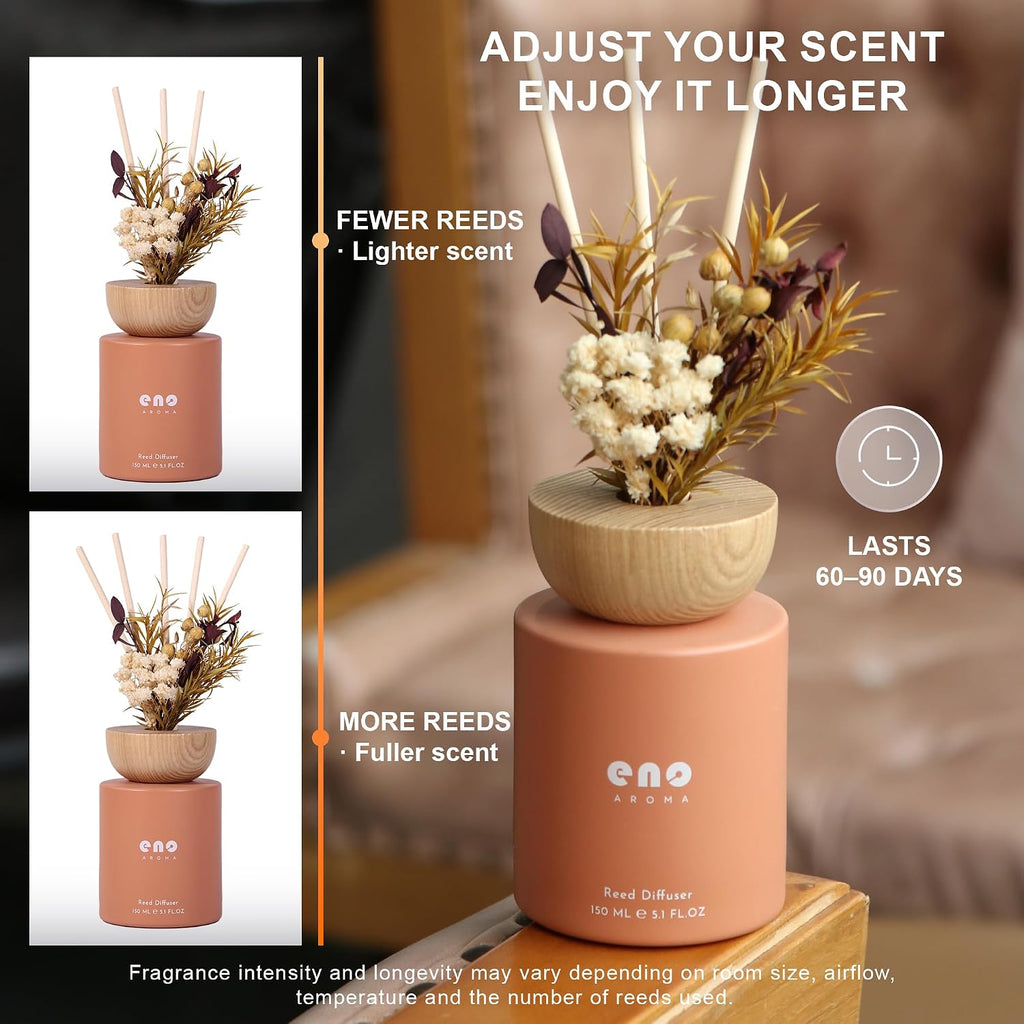 Reed Diffuser Set with Dried Flowers, 5.1 fl oz / 150ml, Mango Papaya Salad - Home Fragrance Diffuser with Sticks