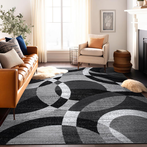 Rugshop Contemporary Abstract Circles Perfect for high Traffic Areas of Your Living Room,Bedroom,Home Office,Kitchen