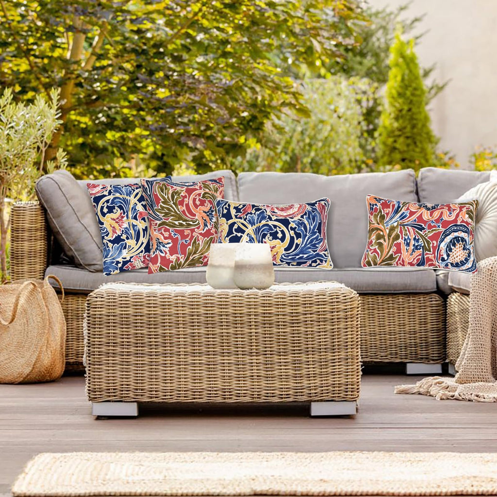 2 Colors Blue and Red Outdoor Pillows Waterproof Throw Pillows