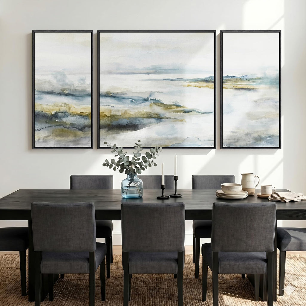 Extra Large Framed Blue Gray Abstract Landscape Wall Art