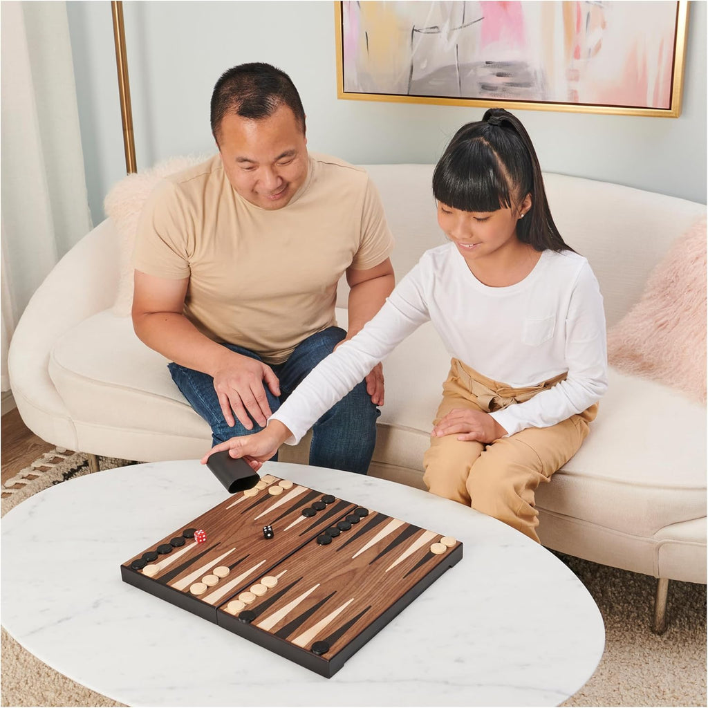 Legacy Deluxe Wooden Backgammon Classic 2-Player Original Board Game Set with Cups and Dice, for Kids and Adults Aged