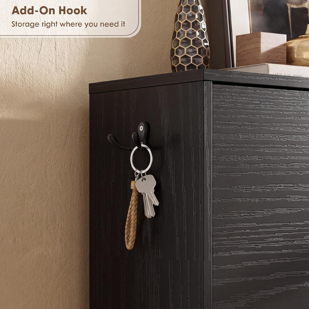 Shoe Cabinet with 2 Flip Drawers, Narrow Shoe Organizer Cabinet, Freestanding Shoe Rack Cabinet, Modern Shoe Storage