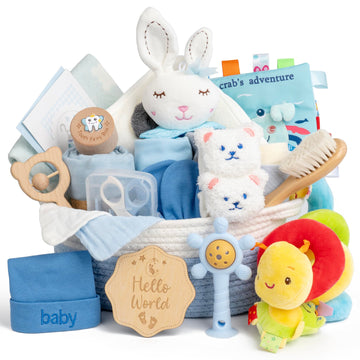 All-in-One Baby Boy Gift Basket, Baby Shower Gift for Boys & New Mom