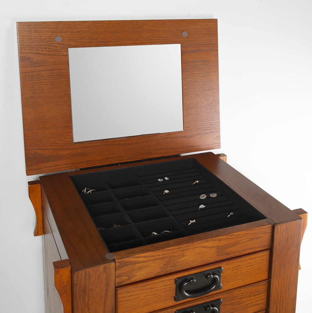 Oak Kat Jewelry Armoire 19.625"L x 15.25"W x 40.625"H