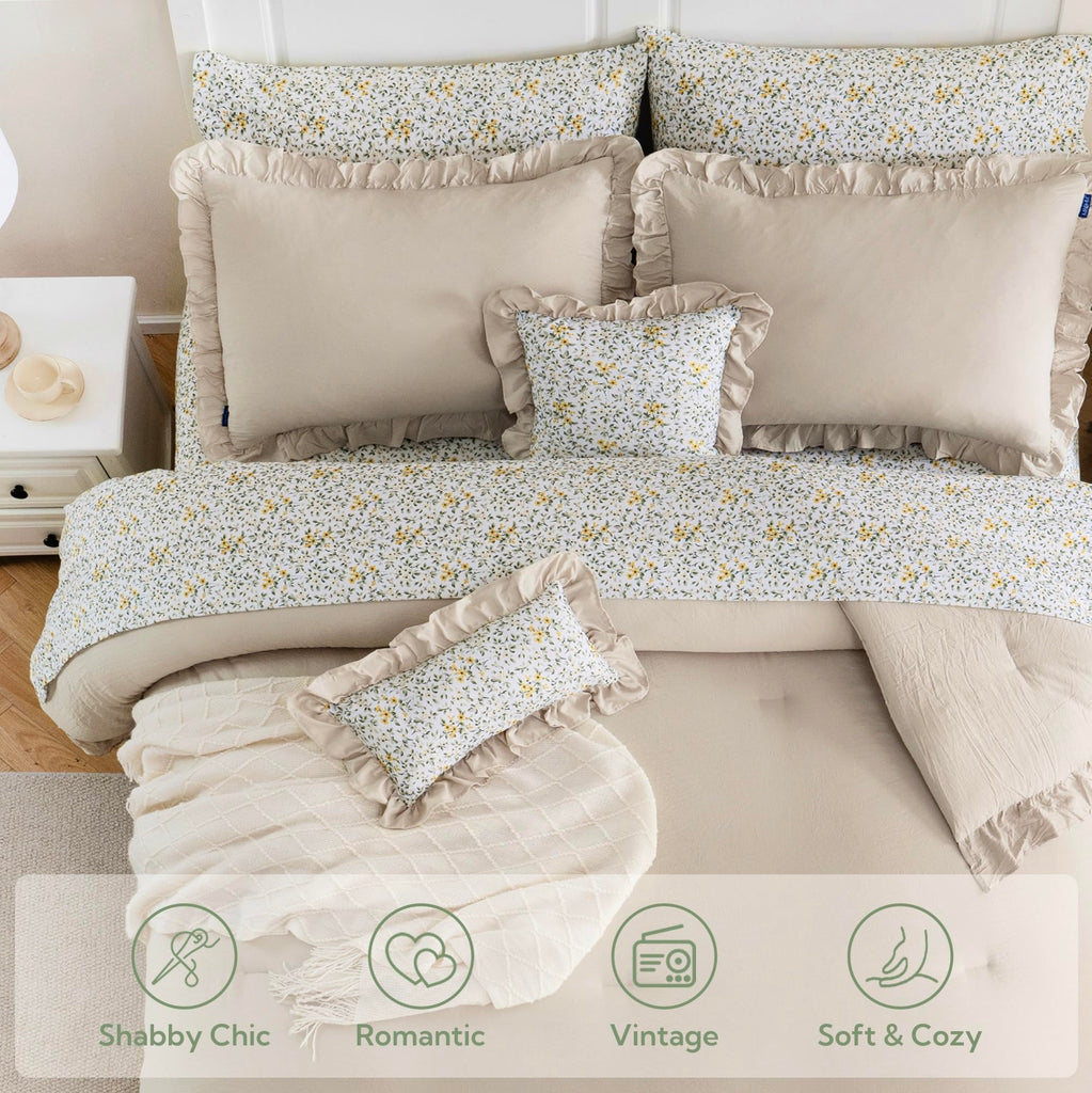 Ruffle Comforter Set 7 Pieces, Bedding Set