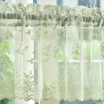Light Sage Green Sheer Valance Curain for Window 52x18 Inch 1 Panel