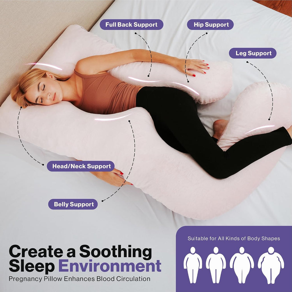 Memory Foam Pregnancy Pillow for Sleeping - U-Shaped Full Body Pregnancy Pillow - Body Pillow for Adults, Maternity