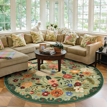 6ft Round Machine Washable Area Rug