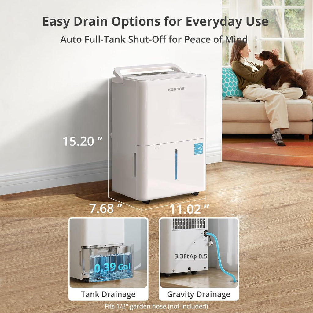 2,500 Sq. Ft. Energy Star 2025 Dehumidifier for Home & Basement, Ideal for Bedroom with Ultra Quiet 36 dB, 0.39