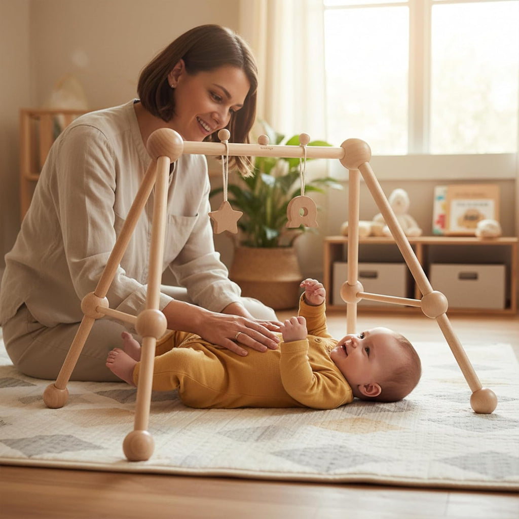 Wooden Baby Gym Montessori Activity Center Kids A-Frame Design