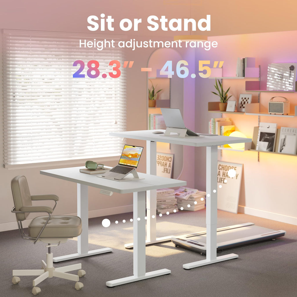 43x24 Inch Electric Standing Desk, Height Adjustable, White