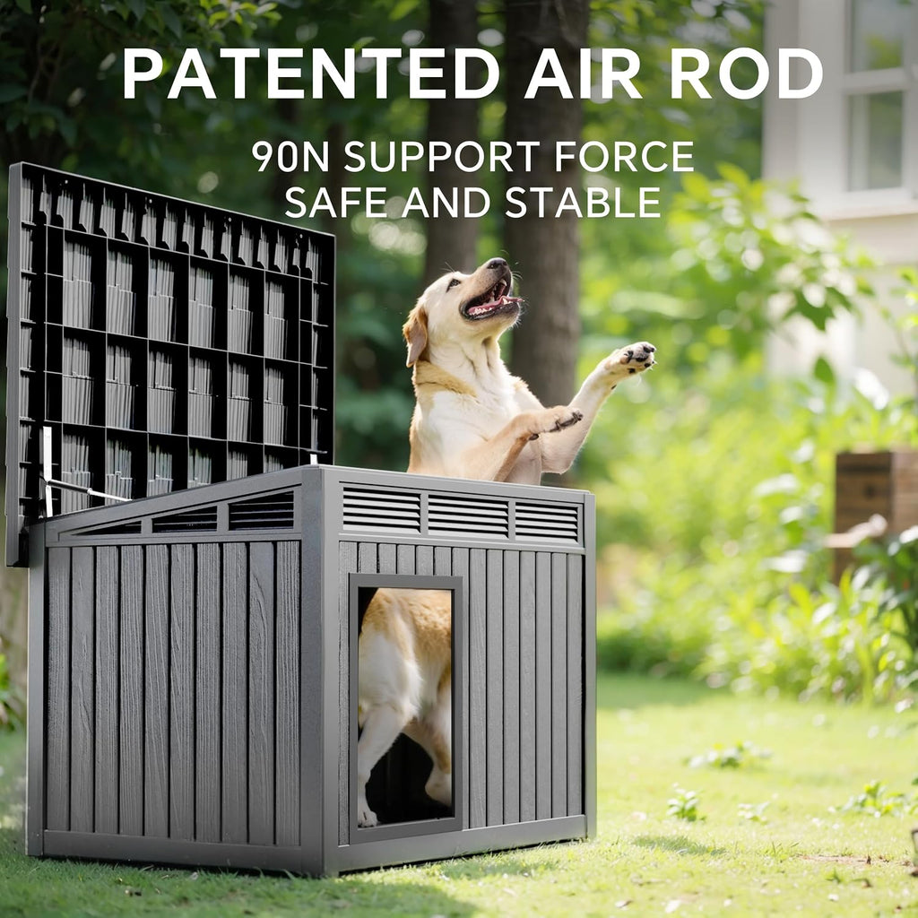 Large Dog House Outdoor for Indoor, Gray, 42.87 * 32.95 * 31.61