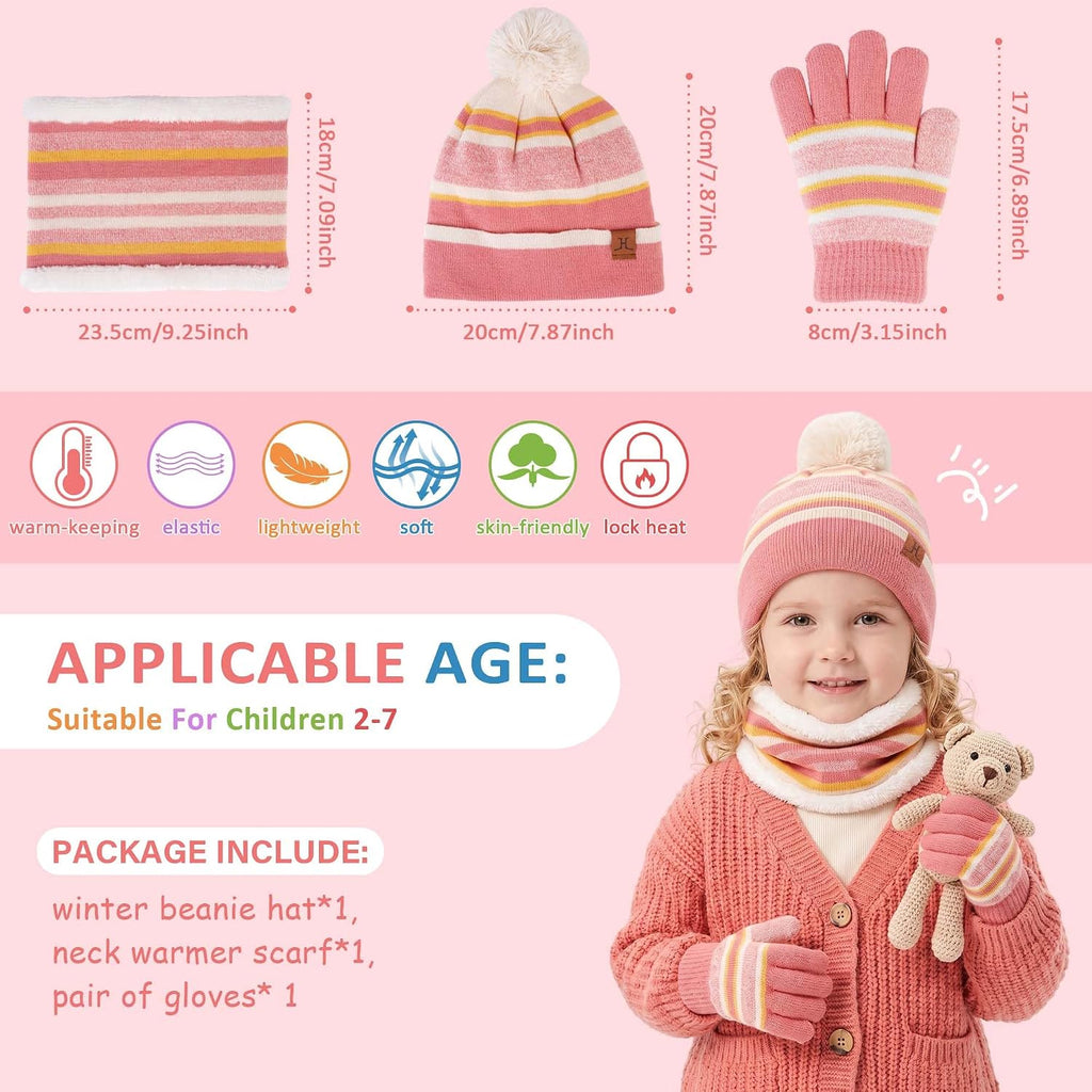 Toddlers Kids Winter Hats Gloves Scarf Neck Warmer Gifts