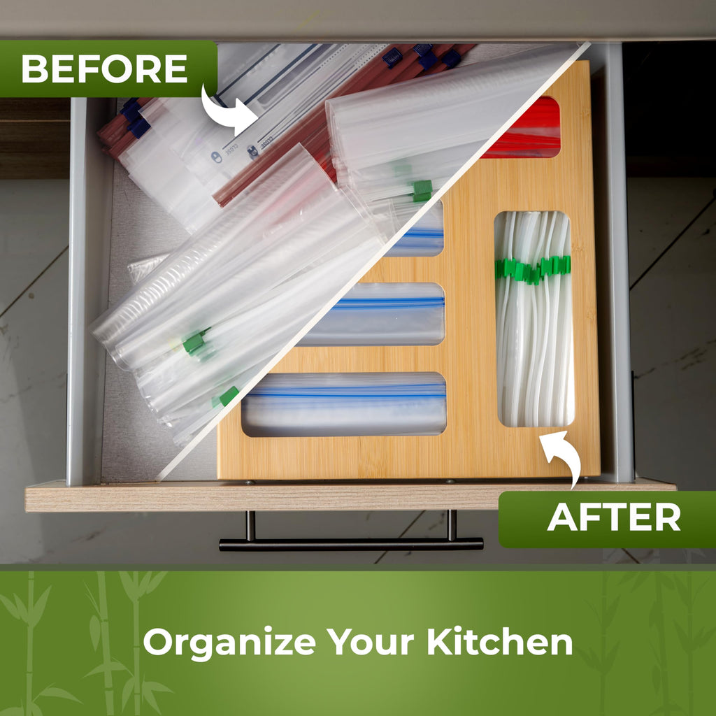 Kitchen Drawer Organizer, 9" 1 Sandwich Storage Bag Organizer & Foil Wrap
