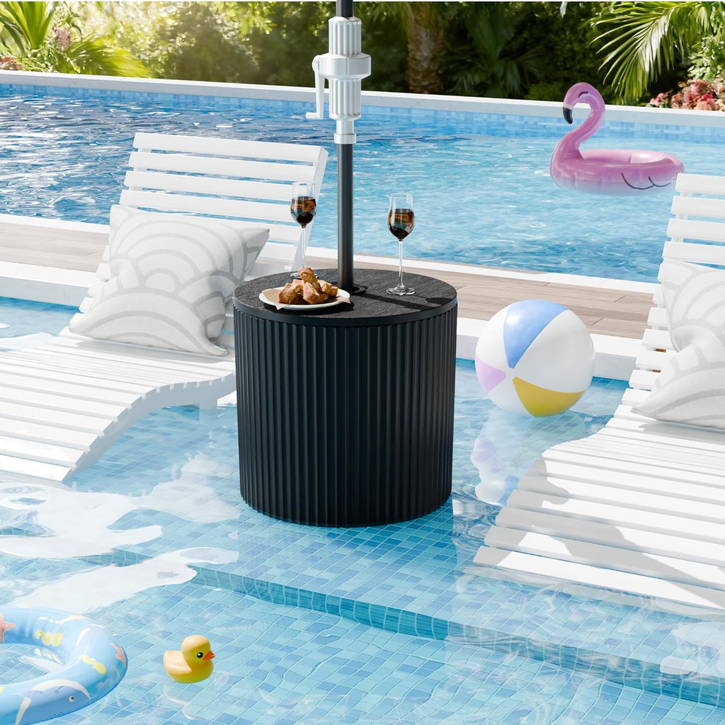 Outdoor Umbrella Stand with Hole, in Pool Umbrella Stand with Weighted Water Filled Bladder